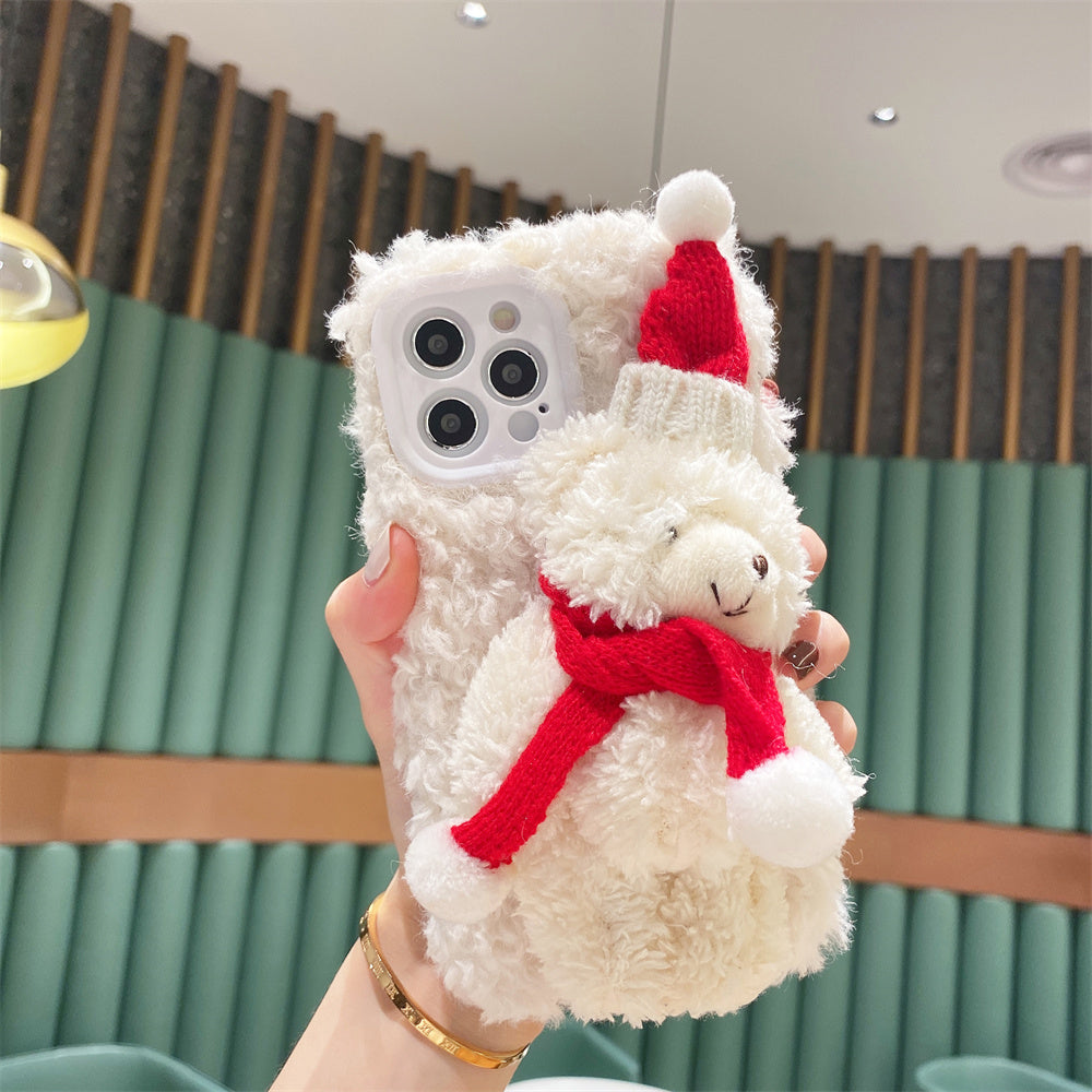 NOLVAREOβ’ Christmas Teddy Plush iPhone Case β Cozy, Cute & Festive
