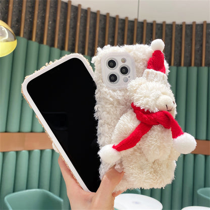 NOLVAREO™ Christmas Teddy Plush iPhone Case – Cozy, Cute & Festive