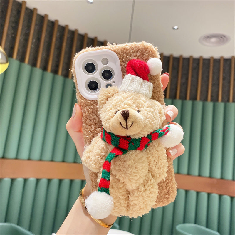 NOLVAREO™ Christmas Teddy Plush iPhone Case – Cozy, Cute & Festive